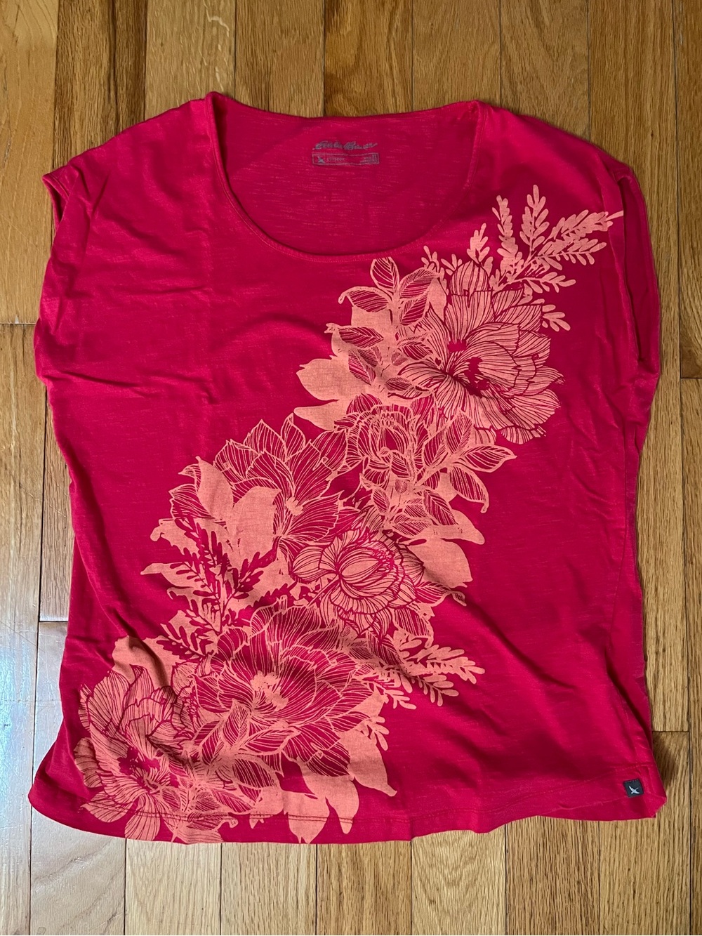 Eddie Bauer - Women's Red Floral Scoop Neck Top
